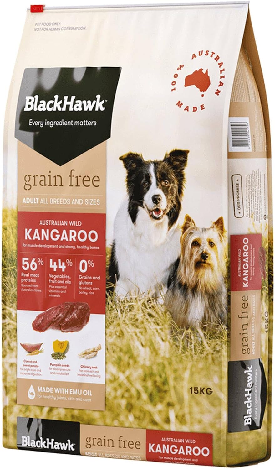 Black Hawk Adult All Breed Grain Free Kangaroo Dry Dog Food 15 Kg