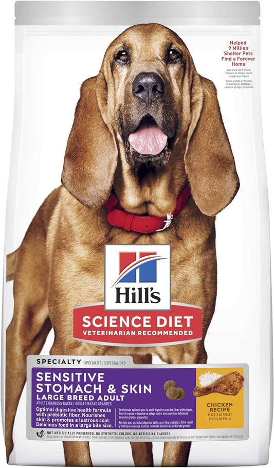 Hill's Science Diet Sensitive Stomach and Skin Adult Large Breed, Chicken Recipe, Dry Dog Food, 13.6kg Bag