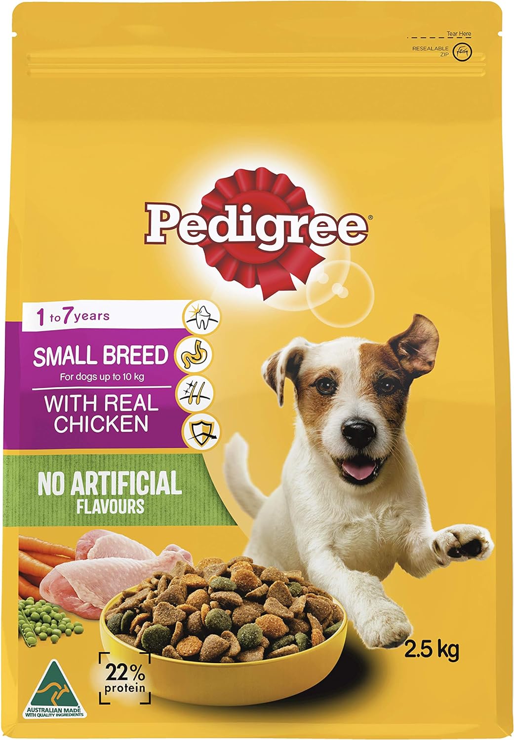 PEDIGREE Small Breed Chicken Dry Dog Food 2.5kg Bag 4 Pack